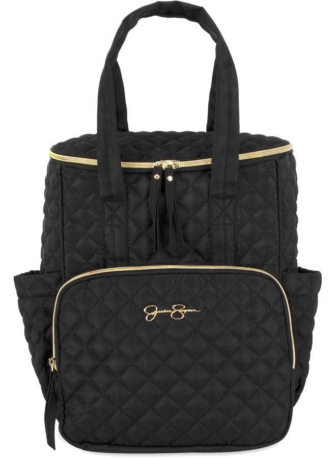 Jessica Simpson Quilted Diaper Bag Backpack with Insulated Pockets, Portable Changing Pad, Stroller Straps, Organizer Insert 3 Pc. Set - Image 3