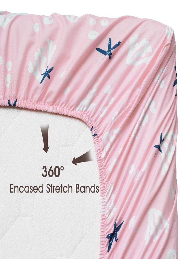 PHF 3 Pack Soft Mini Crib Sheets, Mermaid Silky Pack N Play Sheets for Baby Boys Girls, Universal Fit for Pack N Play, Playard, Portable and Mini Crib Mattresses, Mermaid - Image 5