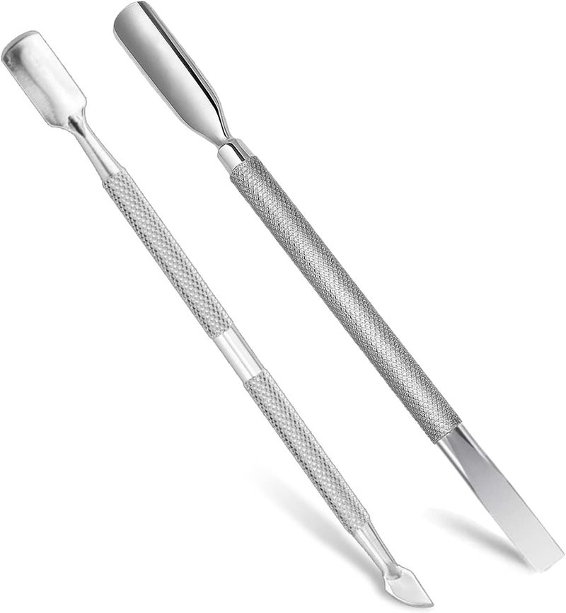 Cuticle Pusher Tool Kit 2 Pack Stainless Steel Nail Cuticle Cleaner Tool Dual Head UV Gel Nail Polish Remover Tool Nail Art Cuticle Trimmer for Removing Dead Skin on Fingers Nail Art2piece set