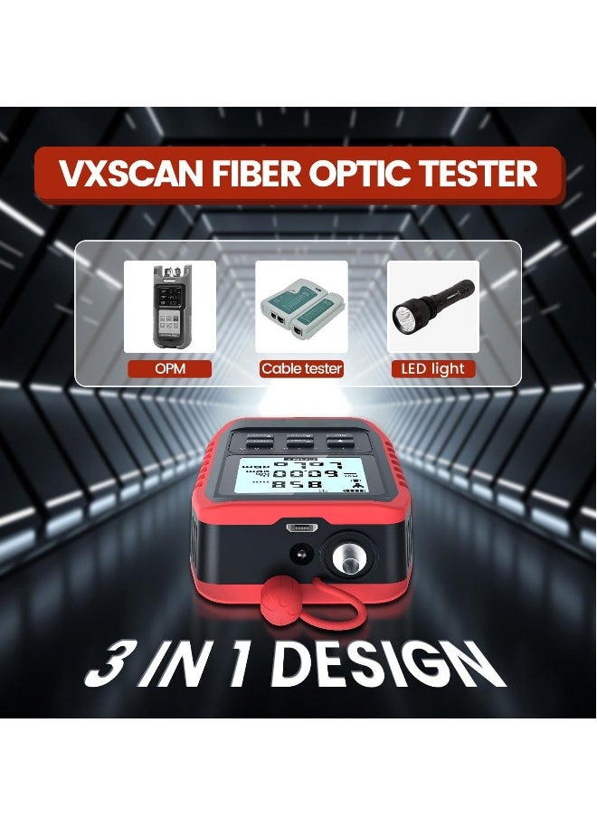 Generic Fiber Optic Tester with Optical Power Meter, Universal FC/SC/ST Interface, RJ45 Network Test, LED Lighting, Mini Portable Fiber Optic Cable Tester, USB Chargeable  - Image 2