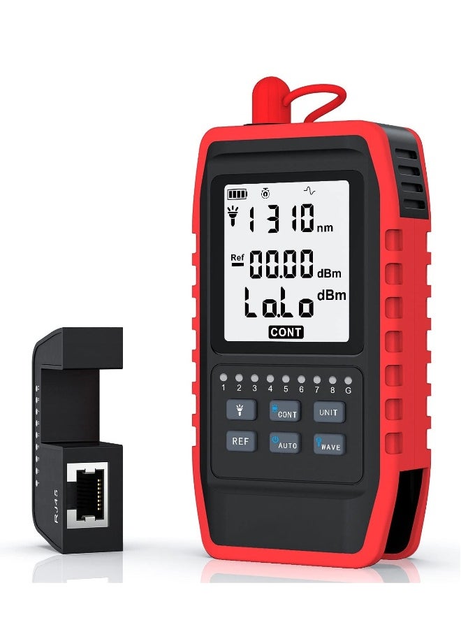 Generic Fiber Optic Tester with Optical Power Meter, Universal FC/SC/ST Interface, RJ45 Network Test, LED Lighting, Mini Portable Fiber Optic Cable Tester, USB Chargeable  - Image 1