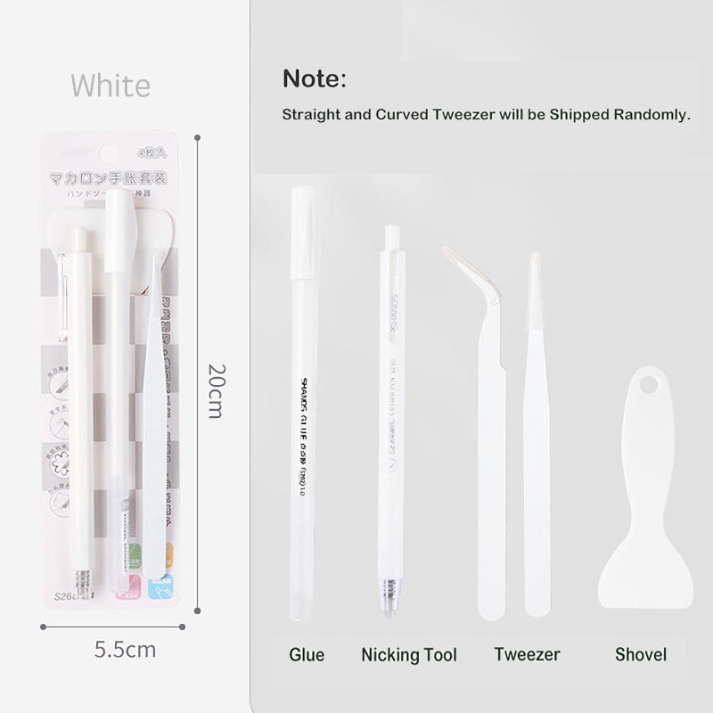 Doraking White Scrapbooking Tools with Glue Tweezer Shovel Cutter Pen for Crafting, Scrapbooking, Card Making, Paper Crafts - Image 5