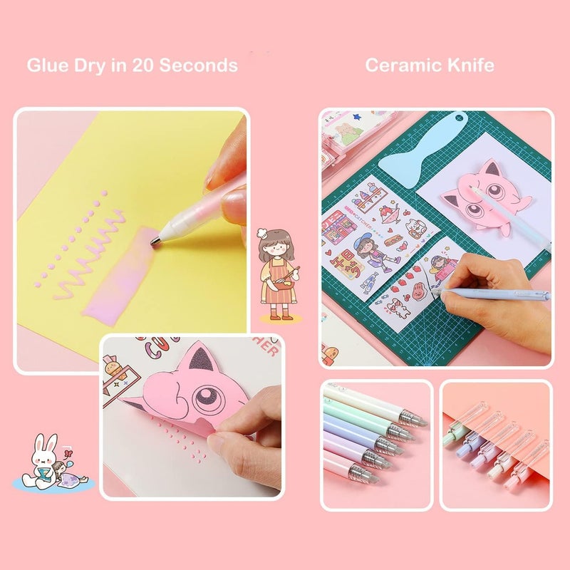 Doraking White Scrapbooking Tools with Glue Tweezer Shovel Cutter Pen for Crafting, Scrapbooking, Card Making, Paper Crafts - Image 4