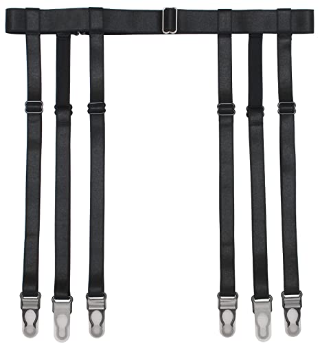 IMOMOTO Black Womens Suspender Garter Belt for Thigh High Socks Stockings Boots Plus Size (Black, 4 Straps Duck Clips) - Image 1