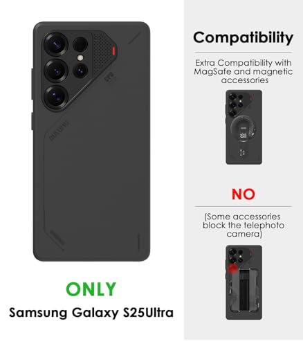 Aulumu S25 Ultra Galaxy Vegan Leather Magnetic Case | Compatible with MagSafe | Passive Cooling Samsung Galaxy S25 Ultra Case - Black - Image 2