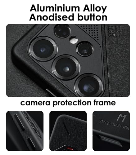 Aulumu S25 Ultra Galaxy Vegan Leather Magnetic Case | Compatible with MagSafe | Passive Cooling Samsung Galaxy S25 Ultra Case - Black - Image 5
