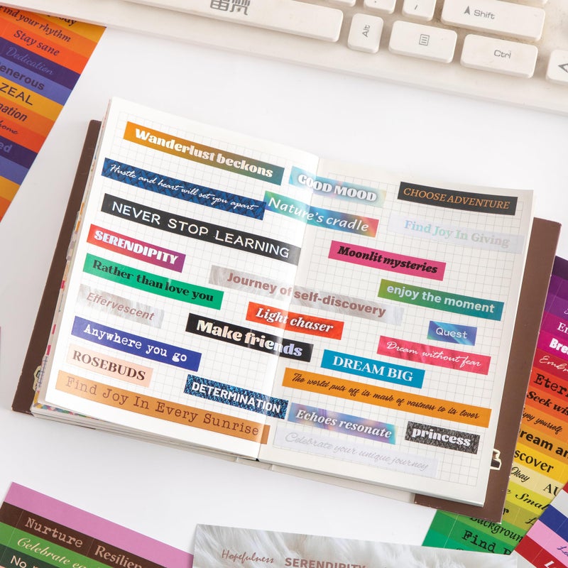 PAGEMORE Washi Stickers for Journaling, Boho Stickers Abstract Aesthetic Stickers Vintage Scrapbook Sticker Set for Bullet Art Diary Card Craft Gifts Planner Notebook (Letter Sticker Style 2) - Image 5