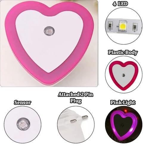 fizzytech Smart Motion Sensor LED Light Bulb with Automatic On/Off and Dimmable Pink Glow, Energy Efficient 7W LED Bulb for Home, Stairs, Kitchen, Bathroom, Wardrobe Lighting(Heart Pink Pack-2) - Image 3