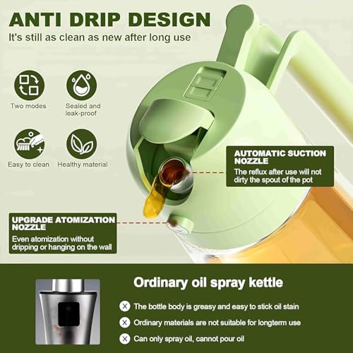 TRIVESH 2 in 1 Olive Oil Sprayer and Oil Dispenser Bottle for Kitchen, Glass Oil Bottle with Premium Nozzle, Oil Sprayer for Air Fryer, Salad,BBQ,Roasting 500ml (Multi Color) (Pack of 1) - Image 4