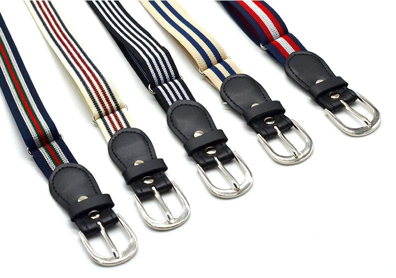 MR.JUNIOR Children Elastic Belt Striped Adjustable Waist Belts Leather Cover Pin Buckle for Kids Baby Toddler 2 to 8 years old (Multicolor) - Image 2