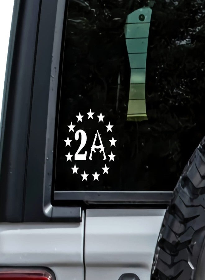 MHDStickerCo - ملصق فينيل لشعار AR-15 بنجوم التعديل الثاني 1776 مقاس 5 بوصات (أبيض) - Image 1