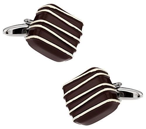 Cuff-Daddy Mens Valentines Day Cuff Links Piece of Chocolate Cufflinks Say I Love You Husband Boyfriend with Travel Presentation Gift Box - Image 1