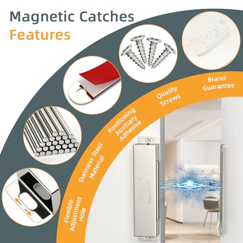 Jiayi Cabinet Door Magnets Heavy Duty 90lb Jiayi 4 Pack Magnetic Cabinet Catch Stainless Steel Door Magnetic Latches Heavy Duty Magnetic Cabinet Latch for Kitchen Cupboard Closure - Image 3