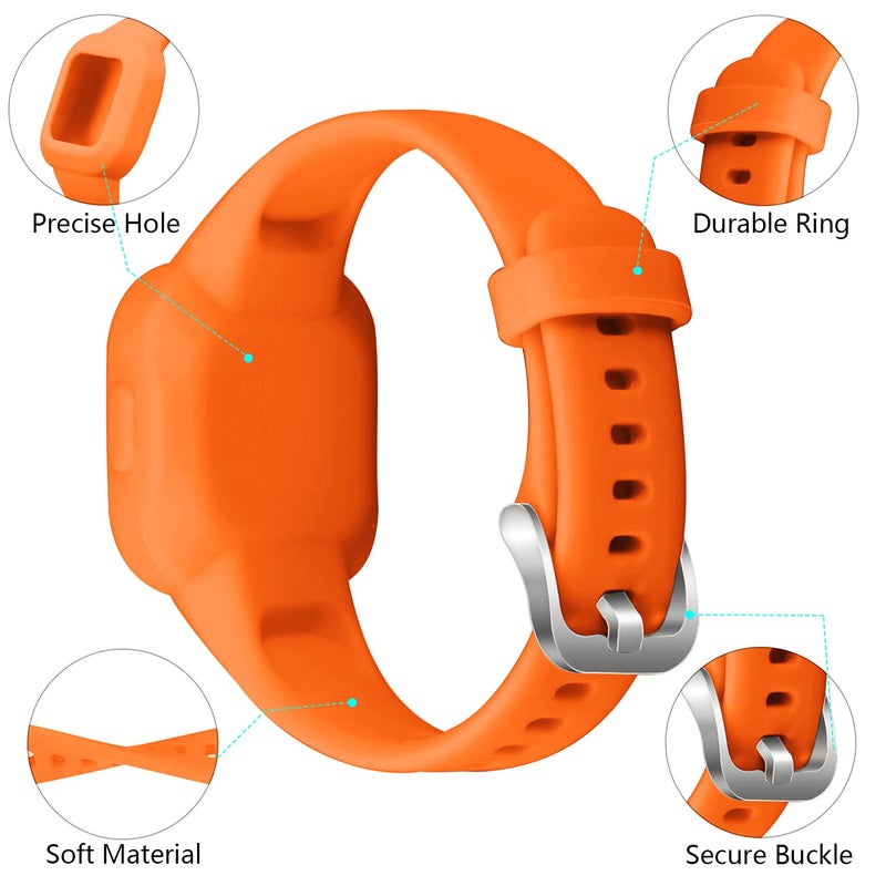 Vanet 4 Pack Compatible with Garmin Vivofit Jr 3 Bands for Kids, Soft Silicone Sport Breathable Bands Adjustable Replacement for Girls Boys, Black/Navy/Red/Orange - Image 4