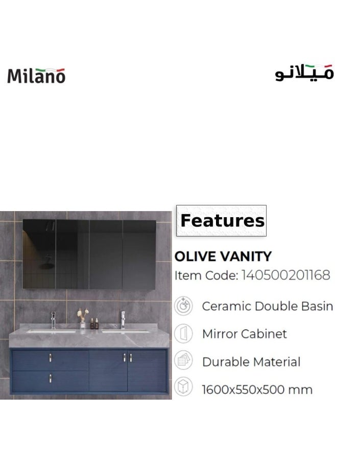DANUBE HOME Danube Home Milano Olive Vanity With Mirror And Led 1600x550x500  - Image 2