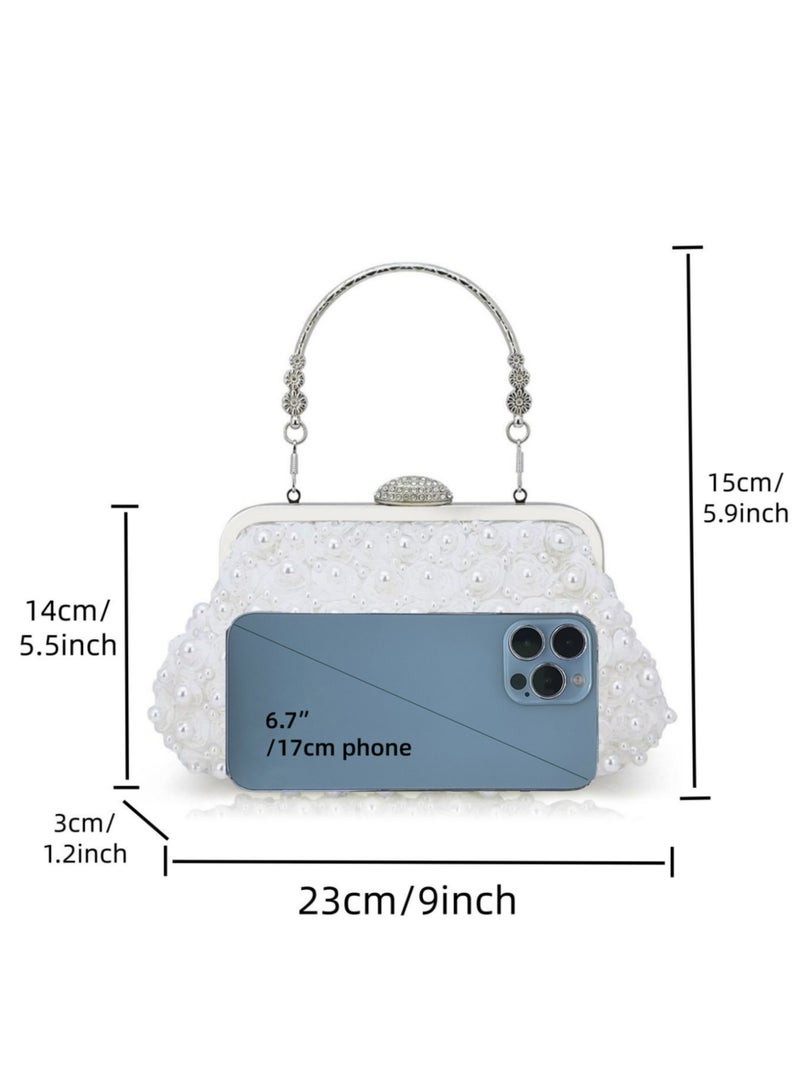 Women Beaded Bag Evening Bag Clutch Vintage Bag Evening Handbag Crossbody Bag Shoulder Bag with Removable Chain for Bridal Wedding Party Prom Gift For Woman Girls Mother Teacher. - Image 2