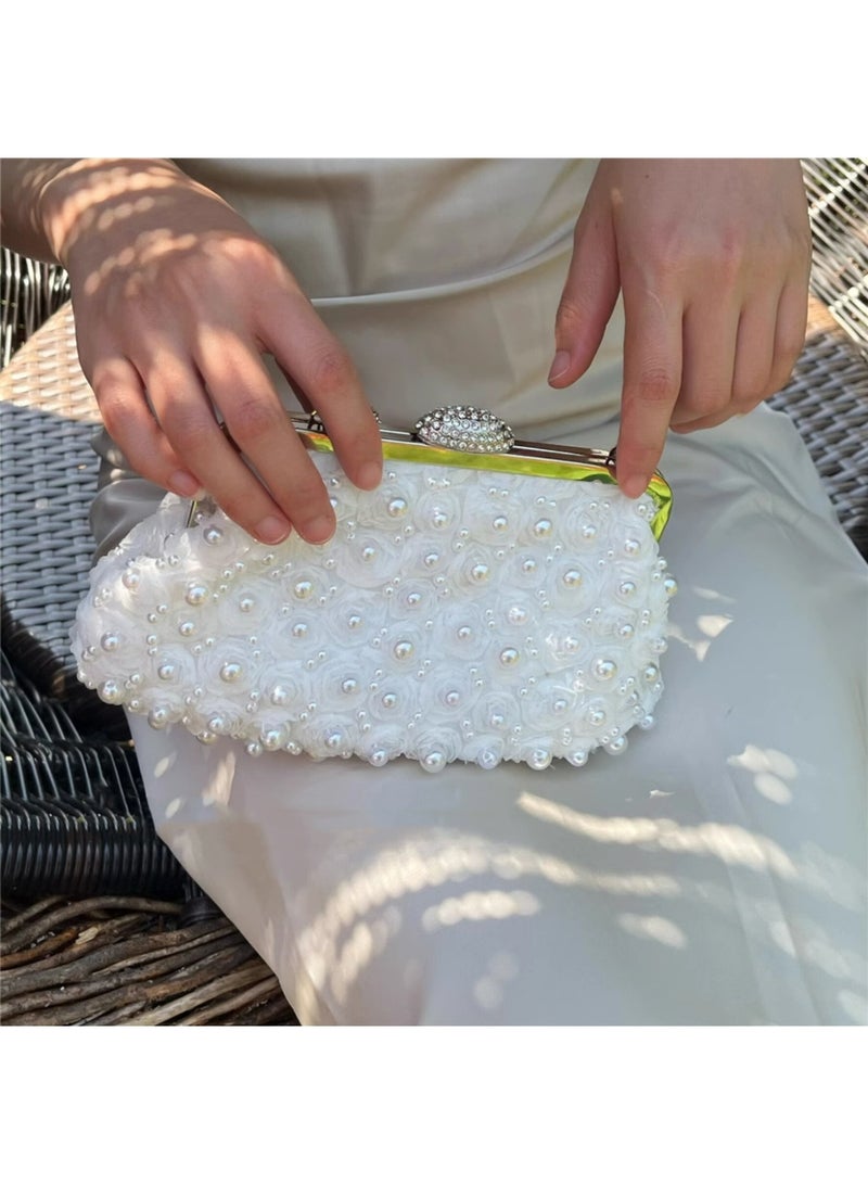 Women Beaded Bag Evening Bag Clutch Vintage Bag Evening Handbag Crossbody Bag Shoulder Bag with Removable Chain for Bridal Wedding Party Prom Gift For Woman Girls Mother Teacher. - Image 4