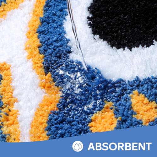 Feblilac Cute Fish Bath Mat For Bathroom, Japanese Koi Flag Soft Water Absorbent, Non-Slip, Machine Washable (Blue) - Image 5