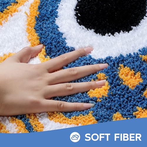 Feblilac Cute Fish Bath Mat For Bathroom, Japanese Koi Flag Soft Water Absorbent, Non-Slip, Machine Washable (Blue) - Image 3
