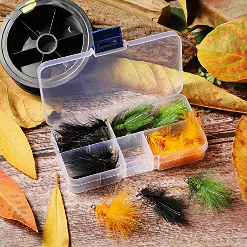Sumind 24 Pieces Woolly Bugger Streamer Fly Fishing Flies Nymph Trout Fly Assortment Streamer Assortment Trout Fishing Flies with Fly Box (Green, Black, Orange) - Image 3