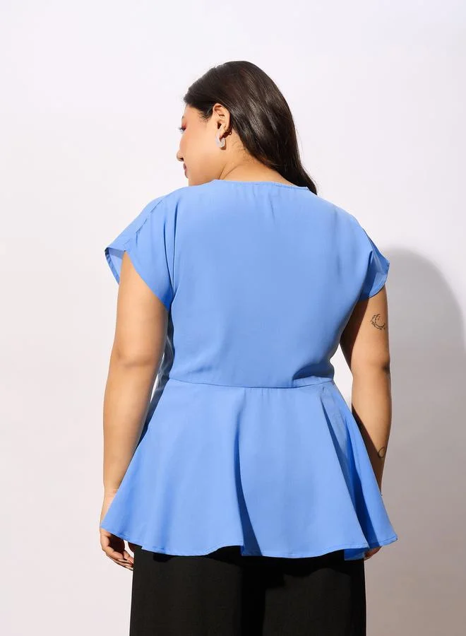 SASSAFRAS SASSAFRAS Plus Front Knot Detail Peplum Top