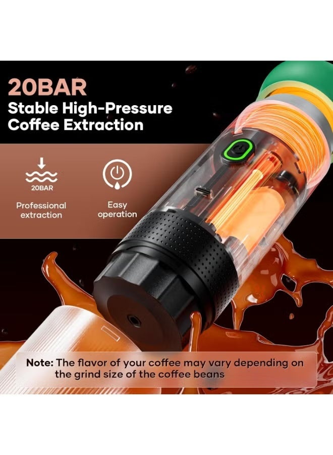 JAJEEK 3-in-1 Portable Espresso Coffee Maker KF-JN-02 – Compatible with Capsules & Ground Coffee, Built-In Water Heating, Automatic Extraction, 60ml Tank, Fast Brew for Travel & Home - Image 4