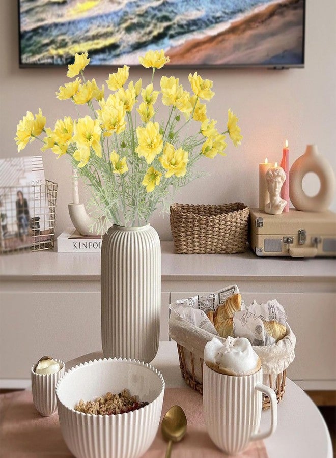 IPOPU 6PCS Cosmos Flowers Artificial Silk Cosmos Flowers 24”Yellow Cosmos Artificial Flowers Clematis Silk Cosmos Wild Flowers Long Stem for Wedding Party Kitchens Home Decoration(Yellow) - Image 4
