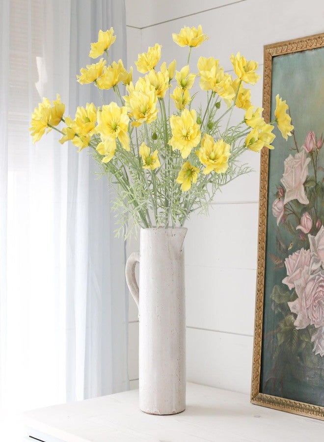 IPOPU 6PCS Cosmos Flowers Artificial Silk Cosmos Flowers 24”Yellow Cosmos Artificial Flowers Clematis Silk Cosmos Wild Flowers Long Stem for Wedding Party Kitchens Home Decoration(Yellow) - Image 2