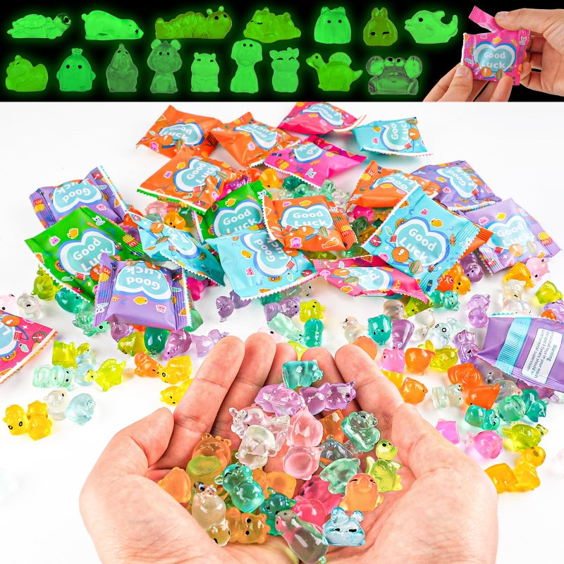 GALAOMA 100pcs Mini Glow in The Dark Animal Resin Models Mystery Resin Animals Blind Bag Aquarium Decor Mini Luminous Farm Ocean Figures Animal Miniatures Fairy Garden Micro Landscape Design Random DIY - Image 1