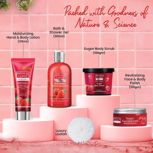 BRYAN  CANDY Strawberry Bath Gift Set for Women - Spa Baskets and Gift Boxes With Bath Sets - Image 3