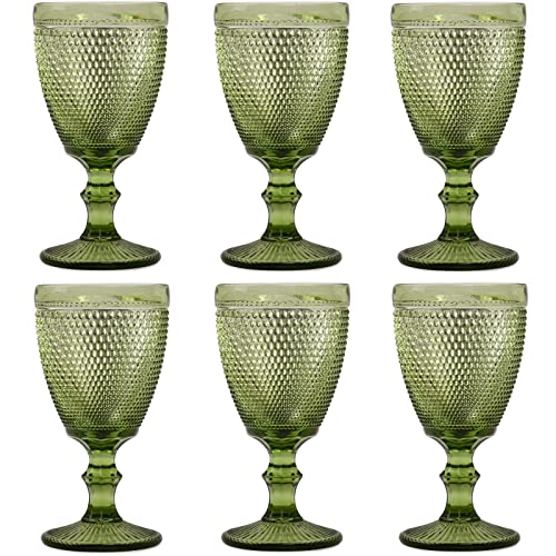 Bandesun Wine Glasses Set of 6 - Vintage Beads Goblet Glass Cup Classic Drinkware - Image 1