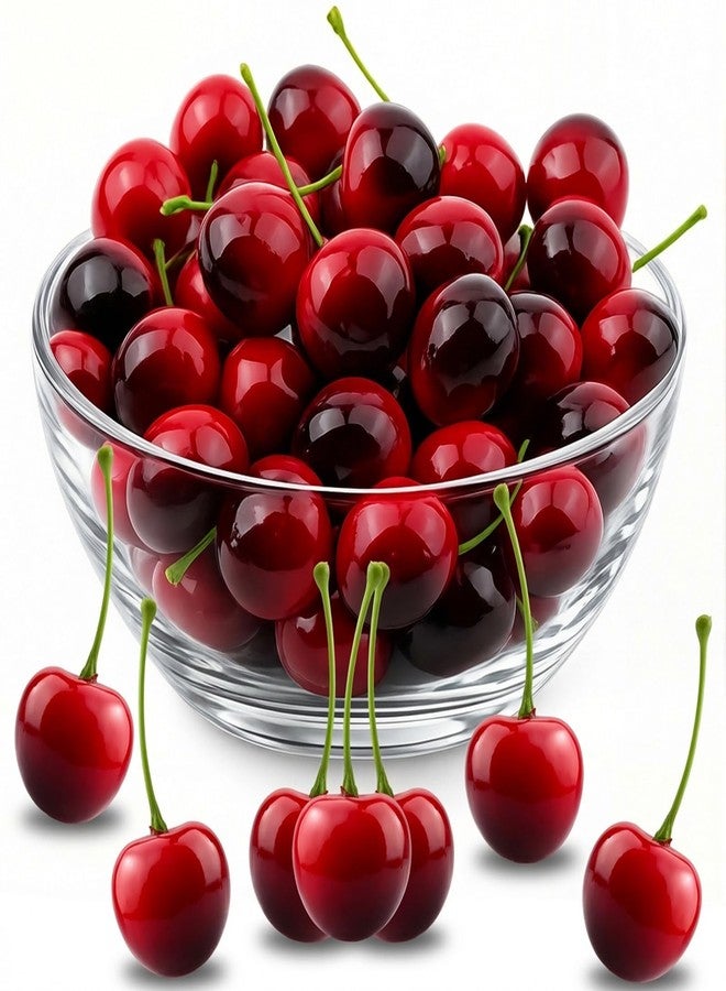 Foyods 30PCS Red Artificial Cherries 25mm, Realistic FakeCherry Model Lifelike Fruit Cherry for Photography Props, Cherry Simulation Model for Wedding Party Table Centerpiece, Faux Fruits - Image 1
