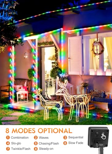 Brightown Solar Rope Lights, 39FT 100LED IP65 Waterproof Outdoor Solar String Lights with 8 Lighting Modes for Party, Garden, Yard, Home, Holiday, Tree Decoration, Multicolor - Image 4
