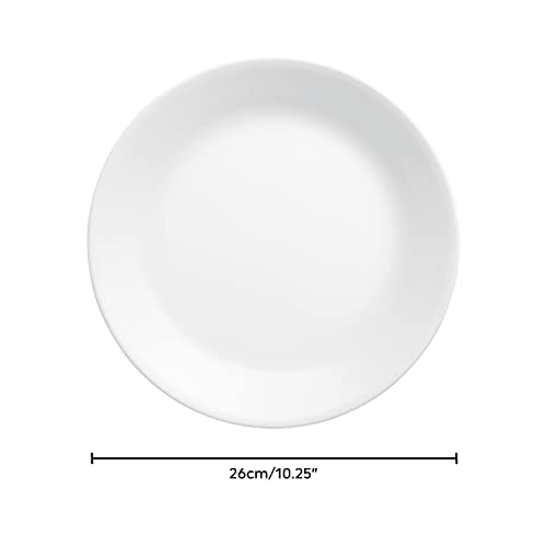 Corelle Vitrelle 4-Pieces 10.25" Glass Dinner Plates Chip & Crack Resistant Glass Dinnerware Set Plates, Winter Frost White - Image 2