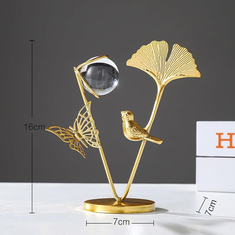 ShreeVoke Crystal Ball Wrought Iron Ornaments Clear Crystal Ball with Gold Iron Stand Decorative Figurines Creative Modern Home Decoration Accessories for Wedding Home Office - Image 2