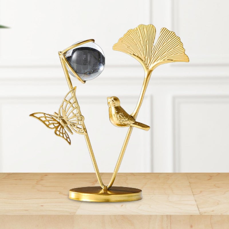 ShreeVoke Crystal Ball Wrought Iron Ornaments Clear Crystal Ball with Gold Iron Stand Decorative Figurines Creative Modern Home Decoration Accessories for Wedding Home Office - Image 1