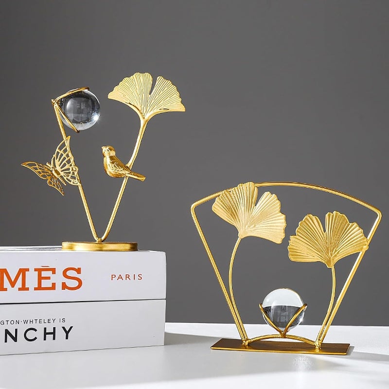 ShreeVoke Crystal Ball Wrought Iron Ornaments Clear Crystal Ball with Gold Iron Stand Decorative Figurines Creative Modern Home Decoration Accessories for Wedding Home Office - Image 4