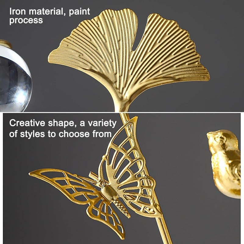 ShreeVoke Crystal Ball Wrought Iron Ornaments Clear Crystal Ball with Gold Iron Stand Decorative Figurines Creative Modern Home Decoration Accessories for Wedding Home Office - Image 3