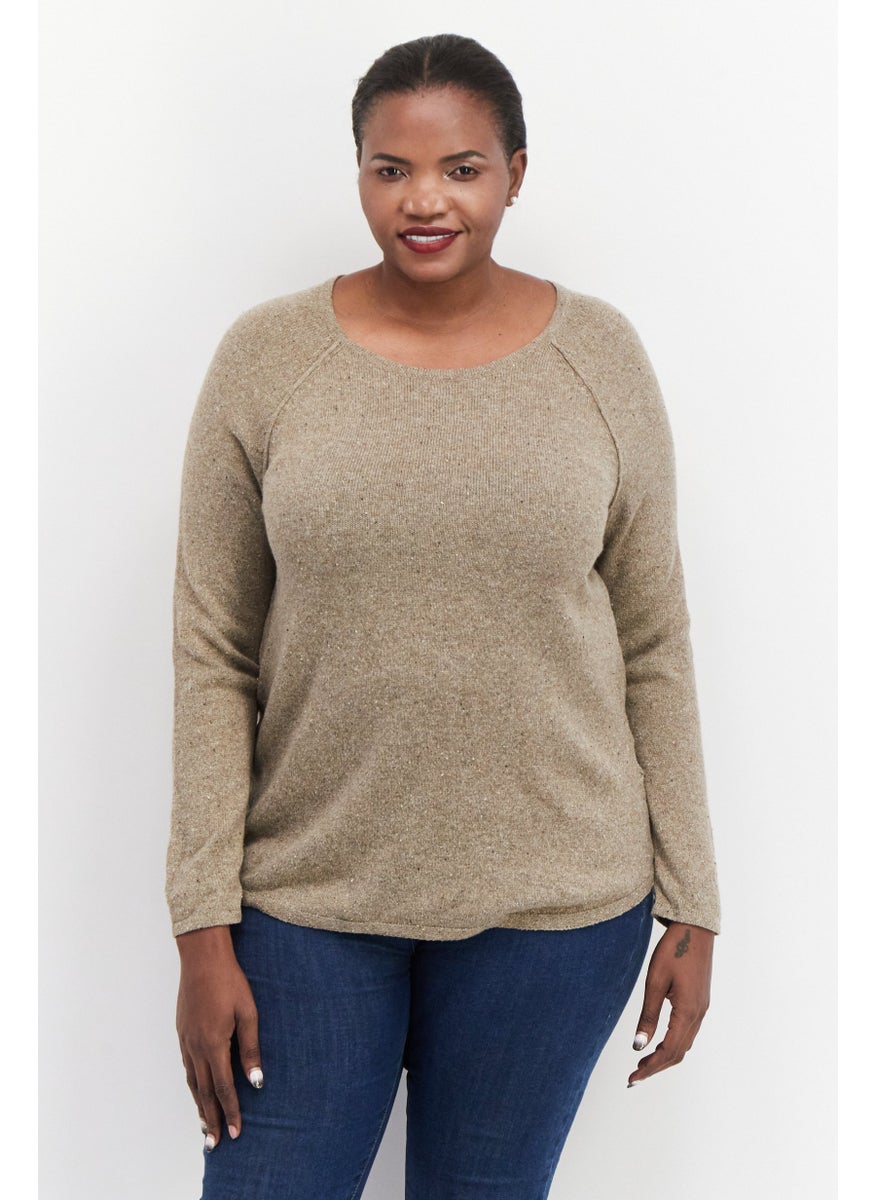 Women Plus Size Crew Neck Long Sleeve Textured Sweater, Tan - pzsku/ZBA1A762E2B24D54DAF94Z/45/_/1737641759/52492484-c037-41ee-94ab-363153b1aeaa