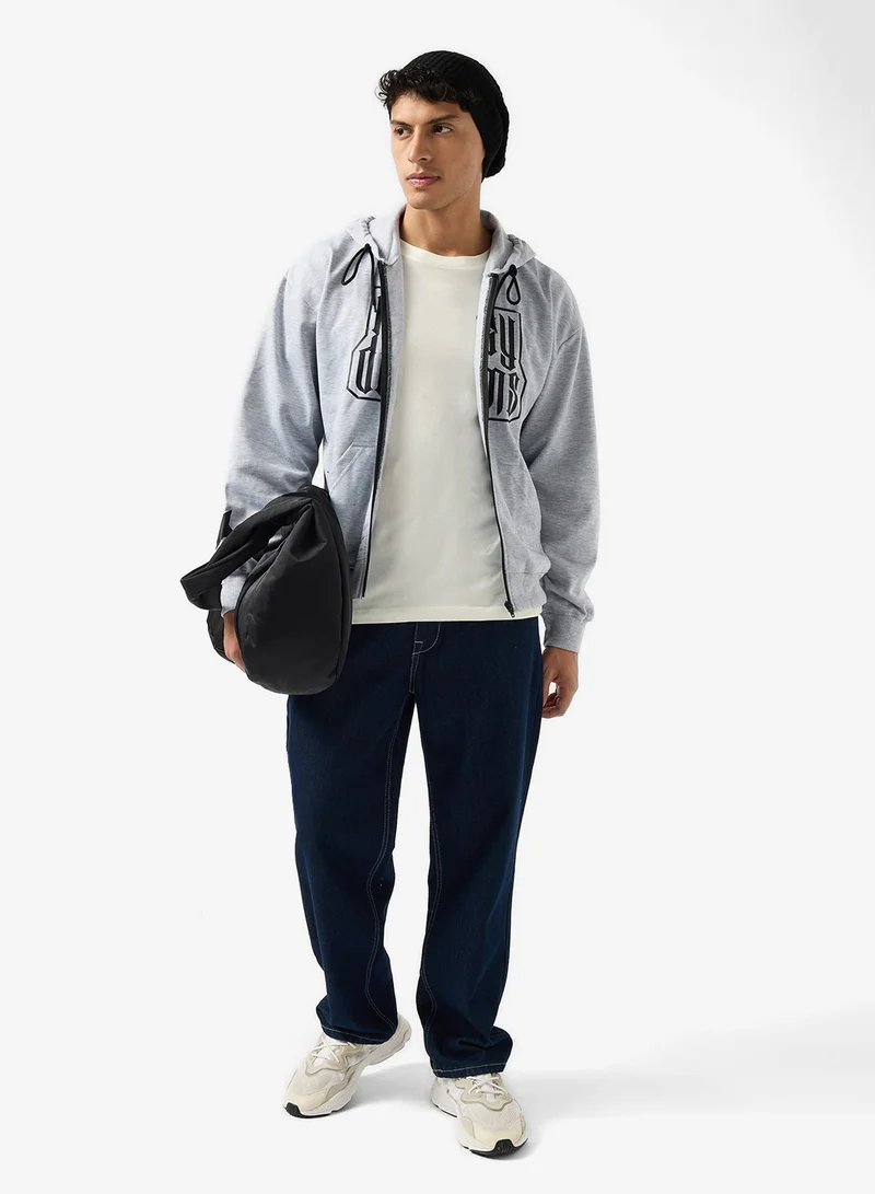 Seventy Five Oversized Graphic Zipped Hoodie