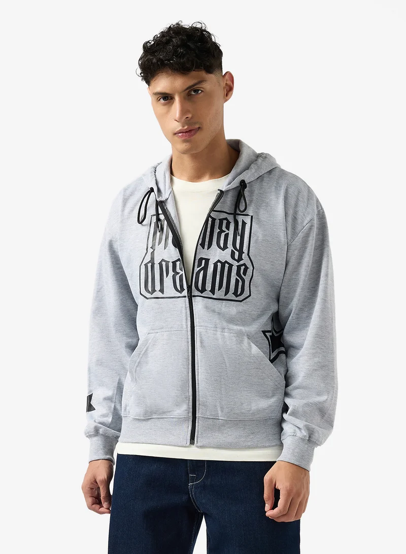 Seventy Five Oversized Graphic Zipped Hoodie