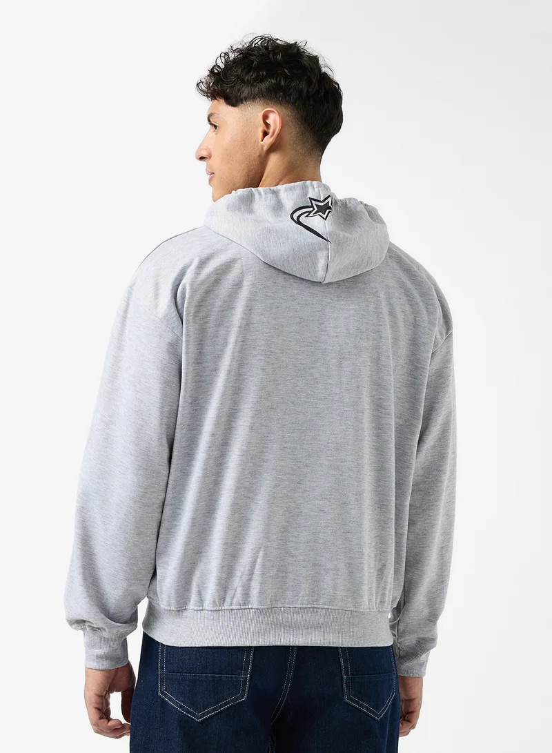Seventy Five Oversized Graphic Zipped Hoodie