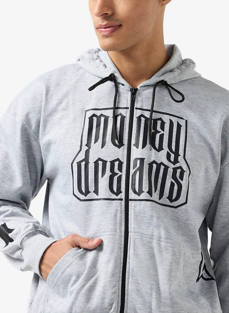 Seventy Five Oversized Graphic Zipped Hoodie