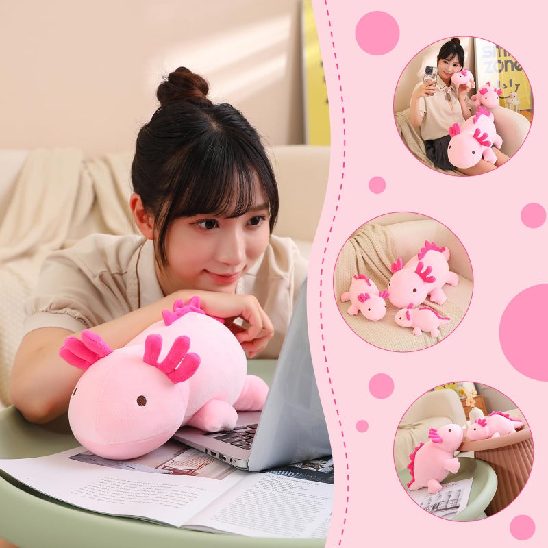 SQEQE Weighted Axolotl Plush Toy Pink Axolotl Stuffed Animals Cute Plush Pillow Cute Weighted Stuffed Animals Gifts for Girls  Boys Pink 138 Inch 16 Lbs - Image 3