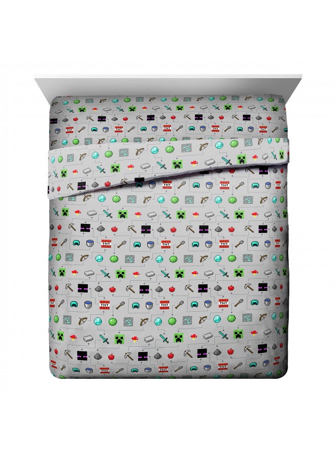 Jay Franco Jay Franco Minecraft Monster Hunters 5 Piece Queen Bed Set - Includes Reversible Comforter & Sheet Set - Bedding Features Creeper - Super Soft Fade Resistant Microfiber (Official Minecraft Product) - Image 4