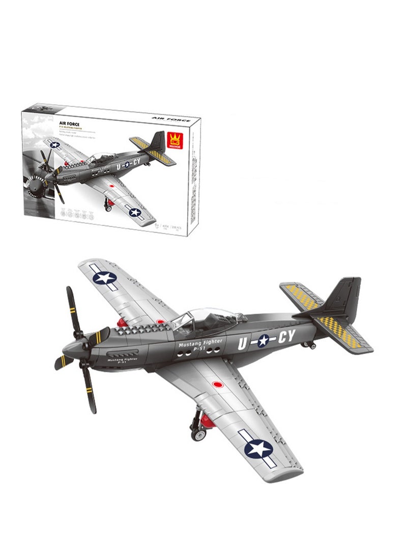 Children's Military Aircraft Model Small Particle Building Block Toy Model(Mustang)  - Image 1