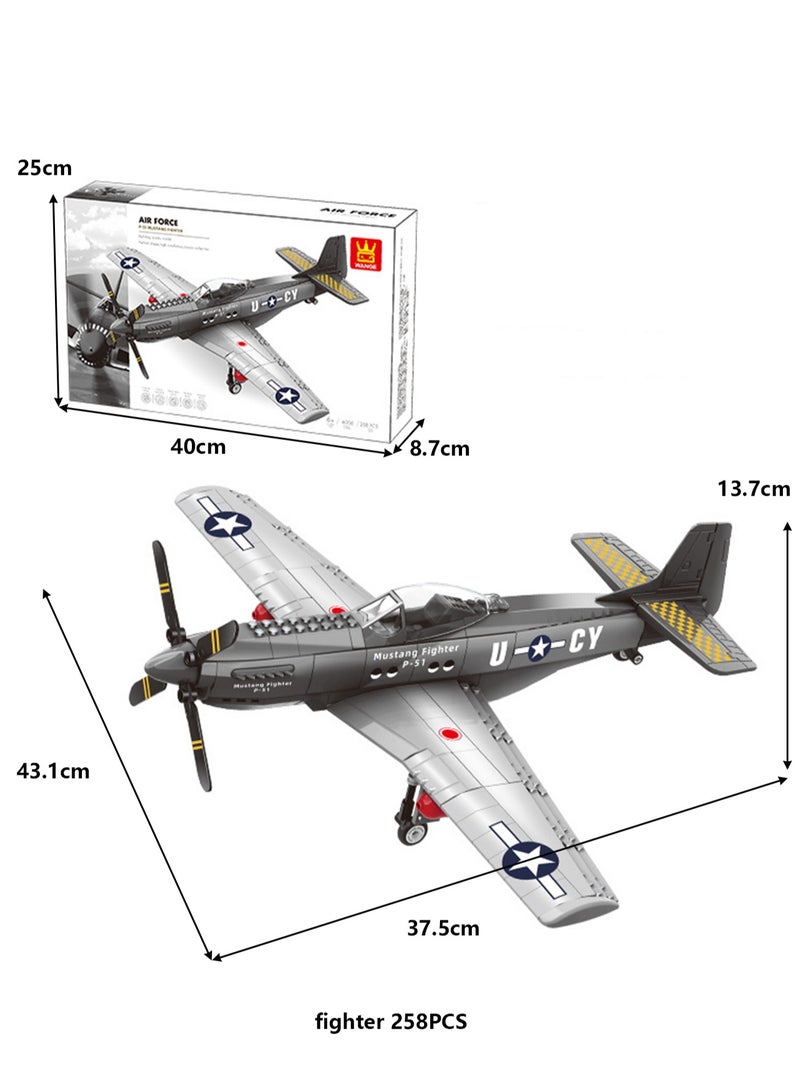 Children's Military Aircraft Model Small Particle Building Block Toy Model(Mustang)  - Image 2