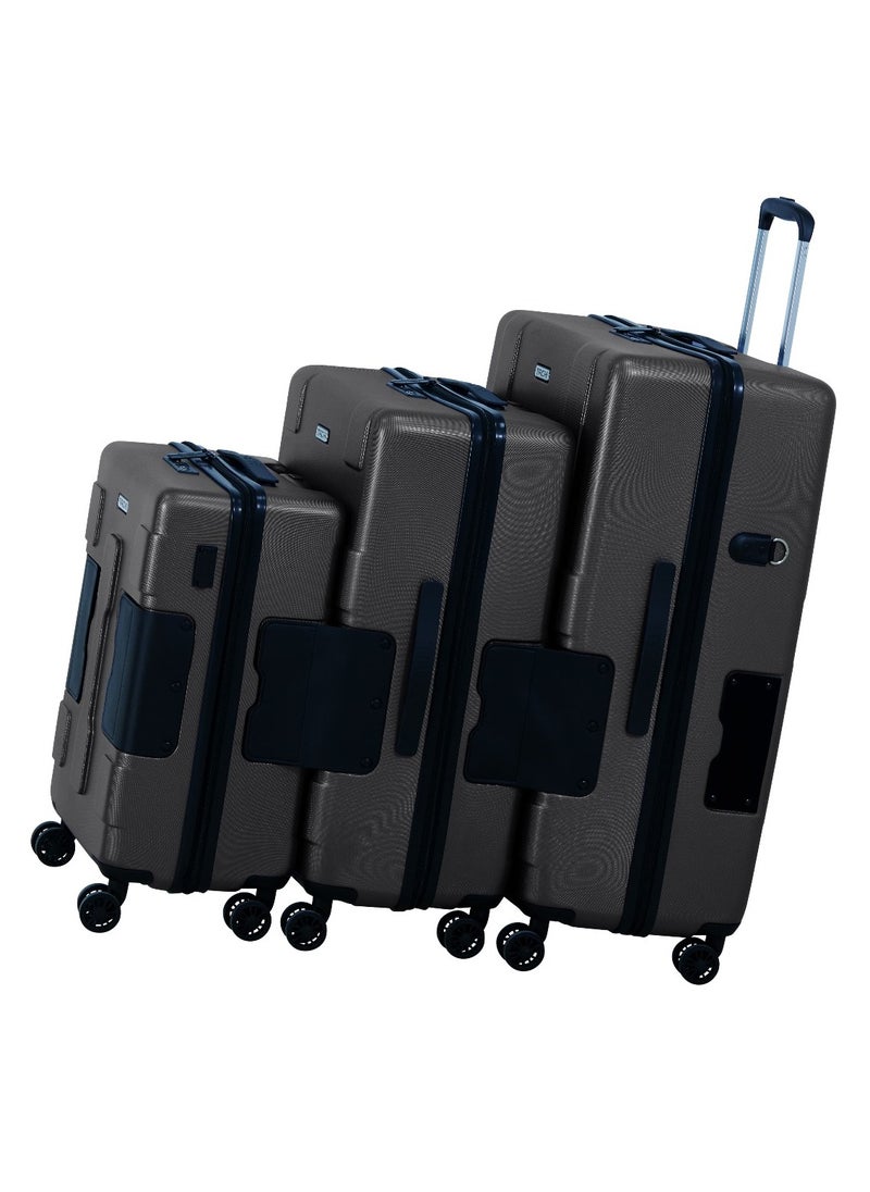 TACH - Connectable 3 Pcs Luggage Set | 22, 24 & 28" Spinner Luggage with TSA Locks | Patented Built-In Connecting System Easily Links 6 Bags | Black - Image 1