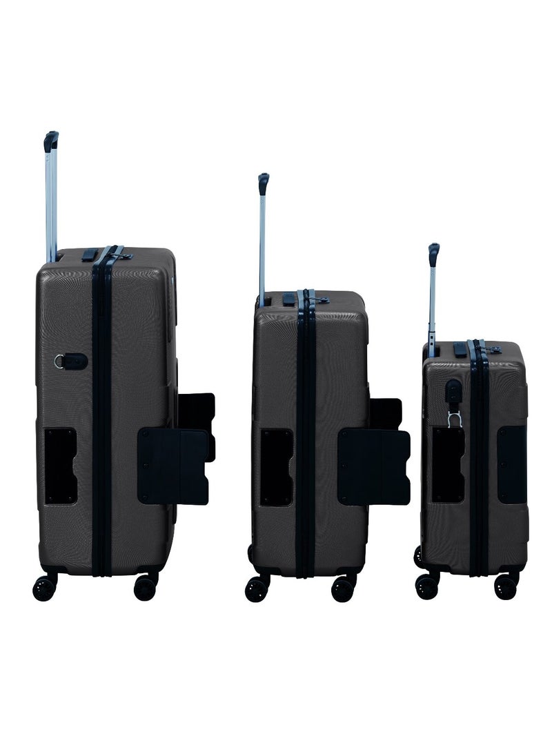 TACH - Connectable 3 Pcs Luggage Set | 22, 24 & 28" Spinner Luggage with TSA Locks | Patented Built-In Connecting System Easily Links 6 Bags | Black - Image 1