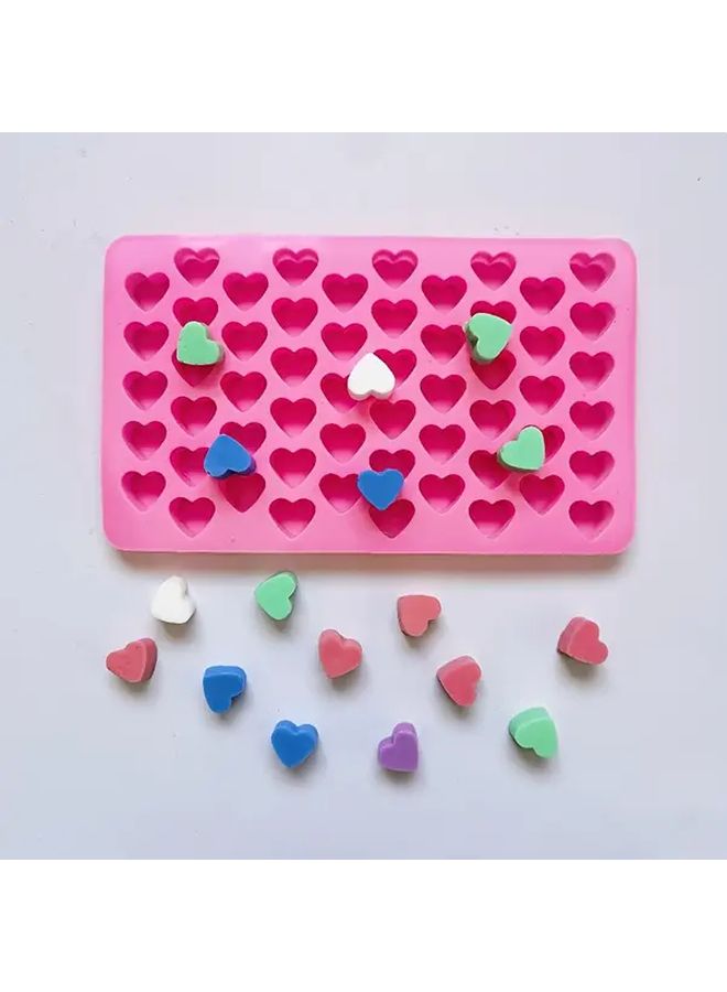 Pink Heart Shaped Silicone Chocolate Mold For Baking Cookies Cakes Valentine - Image 1